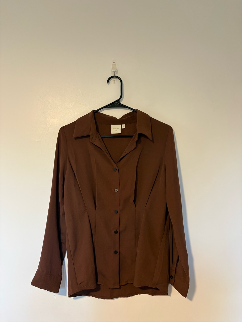Rareism Classic Brown Button-Front Women's Blouse sz S